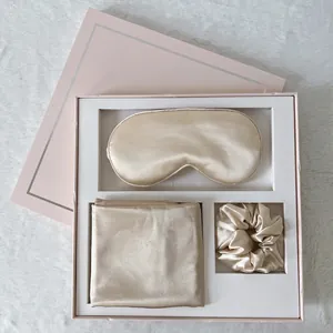 Imitation Satin Eye Mask Pillowcase And Scrunchie Satin Sleep Accessory Gift For Women Smooth Comfortable Travel Bedding