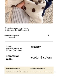 Détails des chaussettes en laine à pois avec tableau des tailles 35-40 inclus