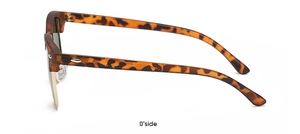 Seitenansicht der Retro-Sonnenbrille mit Schildpatt-Muster und Gold-Metallrand