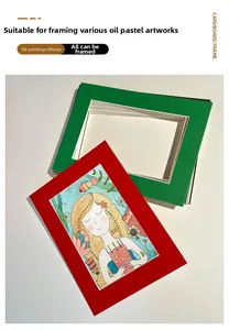 Macro detail of multi-color cardboard frames with hollow cut design for artworks