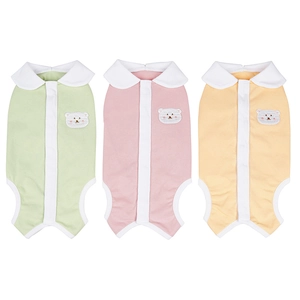Three-color breathable cotton pet pajamas set with bear embroidery for small dogs