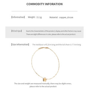 Detailed spec sheet showing 11.1g weight and zircon flower necklace dimensions