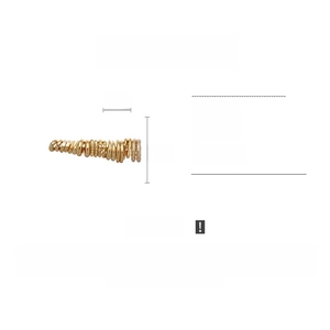 Detail showing 4cm golden ABS spiral earrings specifications with dimensions and weight
