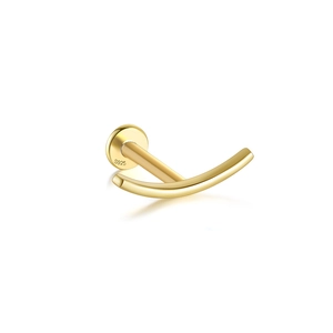 Detailed view of golden S925 sterling silver butterfly stud earring with S925 hallmark
