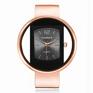Orologio da donna elegante in oro rosa con quadrante flottante e cinturino in metallo