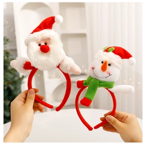 Détails des bandeaux de Noël en peluche Père Noël et Bonhomme de neige avec tricotage