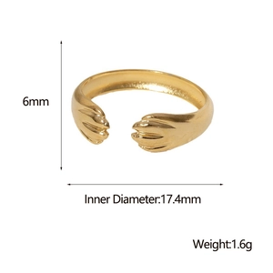 Detailed size chart showing 6mm width and 17.4mm inner diameter of the cat paw ring
