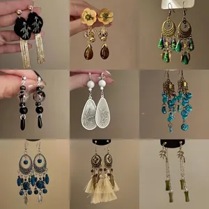 Vintage Ethnic Tassel Earrings For Women With Flower Butterfly Rhinestone And 925 Sterling Silver Earring Post