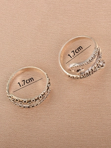 Detailansicht des Vintage-Silber-Schlangenring-Sets mit 1,7 cm Innendurchmesser