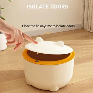 Kattenbak Afvalemmer Geurisolatie Huisdier Prullenbak Met Deksel Schattig Kattenoor Ontwerp Mini Plastic Container
