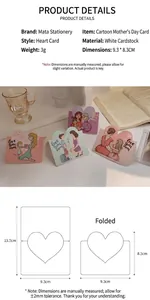 Detail view of heart-shaped Mother's Day cards featuring warm illustrations of love you mom