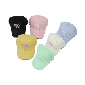 Women baseball cap set with rhinestone bow embroidery in six stylish summer colors