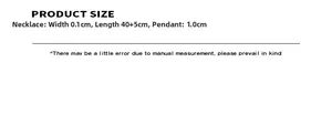 Size chart showing 0.1cm necklace width and 40+5cm length with 1.0cm pendant detail