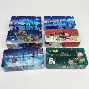 Infinity Cube set with 6 colorful Christmas patterns like Santa and snowmen for stress relief