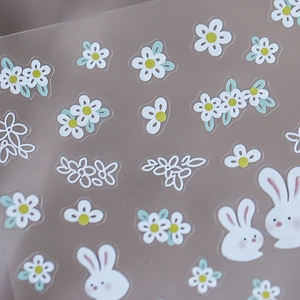 5D stereoscopic floral rabbit nail art stickers with daisies and bunnies