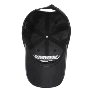 Vintage black cotton baseball cap with letter embroidery and adjustable strap