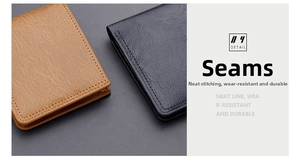 Detailed close-up showing neat stitching and fine leather texture of the brown wallet
