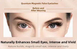 Close-up comparison of eye before and after applying magnetic lashes for natural volume