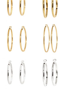 Detailed grid view of minimalist large gold and silver stainless steel hoop earrings