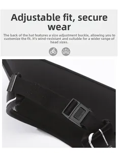Dettaglio del cinturino elastico nero regolabile con fibbia del cappello visiera
