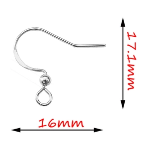 Detailed size measurement of silver 316 stainless steel earring hooks for jewelry DIY