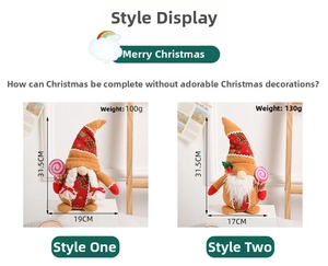 Detailed dimensions of Christmas gnome plush figurines with gingerbread hat and lollipop
