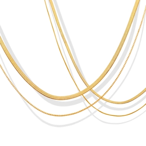 Double Layer Necklace Stainless Steel Snake Bone Chain Flat Blade Minimalist Ins Style For Women Gold Plated
