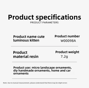 Detailed specifications of resin luminous cat figurines for DIY micro landscape decor