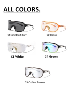 Multiple color variations of Y2K wraparound sports sunglasses from C1 to C5