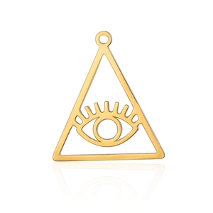 Detailed close-up of a golden Eye of Providence pendant on a clean white background