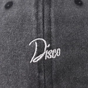 Casquette de baseball en coton gris foncé délavé avec broderie Disco blanche