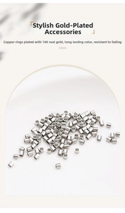 Detail showing high-quality 14K gold-filled crimp beads for DIY jewelry making