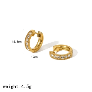 Gold plated stainless steel hoop earrings with sparkling cubic zirconia stones