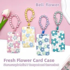 Floral ID Badge Holder ABS Plastic Sliding Cover Transparent Window With Lanyard Star Charm Retractable Reel For Student Office