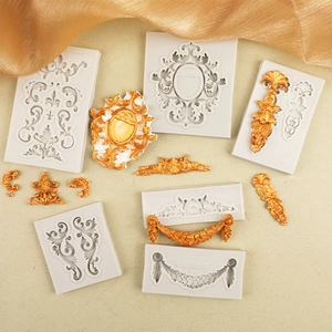 Detailed European baroque relief silicone molds for vintage cake borders and chocolate crafts