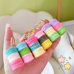 Süße bunte gestapelte Macaron-Kuchen Schlüsselanhänger für Taschen- und Autoanhänger