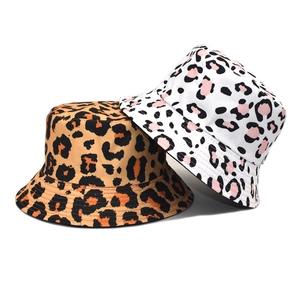 Bucket Hat Leopard Print Reversible Cotton Polyester Sun Protection Wide Brim Outdoor Leisure Fashion Cap Women