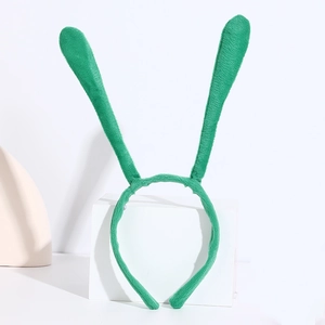 Green rabbit ear headband with soft plush fabric for festive parties and holiday costumes