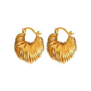 Elegant gold plated croissant hoop earrings with U-shaped twist design for women