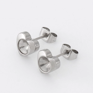 Heart Stud Earring Settings Stainless Steel DIY Jewelry Making Findings Small Blank Base Tray Components