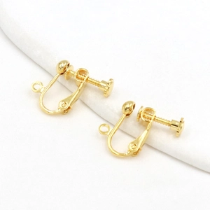 Detailed view of 18K gold plated screw-back ear clip converters with U-shape design