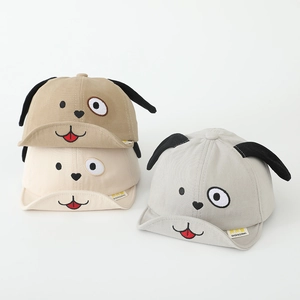 Kids Cotton Baseball Cap Soft Brim Cartoon Dog Face Embroidery Long Ears Toddler Sun Hat For Baby Boys Girls