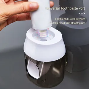 Universal automatic toothpaste dispenser with wall mount and 1cm-3.9cm wide interface