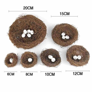 Natürliches Rattan Künstliches Vogelnest Handgewebt Ostern Dekoration Simulation Eier Fotografie Requisiten Rustikaler Stil