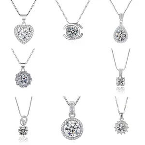 Pendant Necklaces Copper Base Silver Gold Plated Cubic Zirconia Heart Water Drop Snowflake Bowknot Jewelry For Women