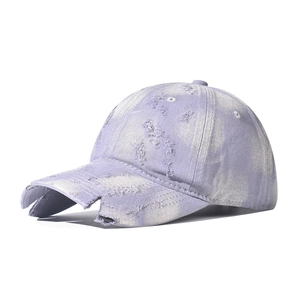 Distressed Baseball Cap Washed Cotton Denim Ripped Hole Vintage Adjustable Unisex Streetwear Sun Hat For Men Women