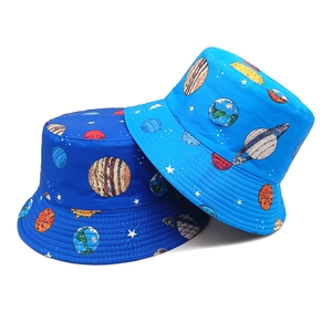 Reversible Bucket Hat Space Planet Galaxy Print Sun Protection Casual Retro Fisherman Hat For Women