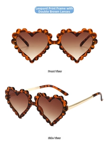 Details zur Herz-Sonnenbrille mit Schildpattmuster, Wellenrahmen und Teeverlauf