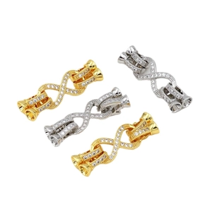 18K gold and silver plated infinity jewelry clasps with cubic zirconia for DIY necklaces