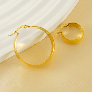 Boucles d'oreilles créoles classiques en acier inoxydable plaqué or 18 carats pour femme